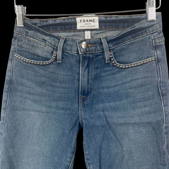 Frame Denim Anstee Studded Straight Leg Jeans Sz 25 - Picture 6 of 14
